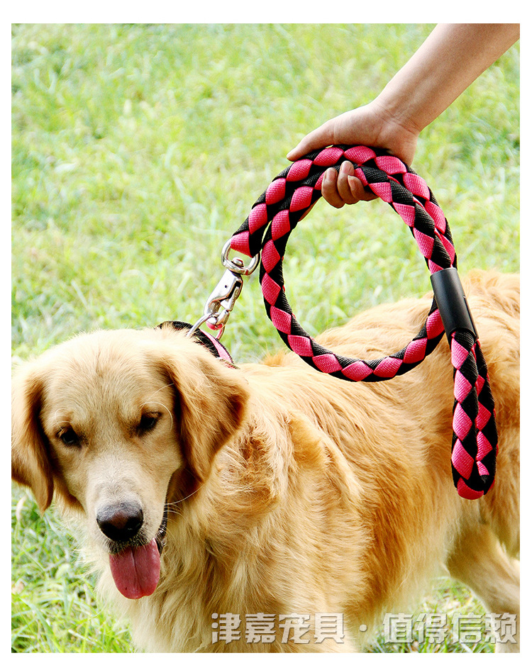 津嘉jinjia 手工编织带项圈 大型犬牵引绳 大狗绳宠物牵引绳