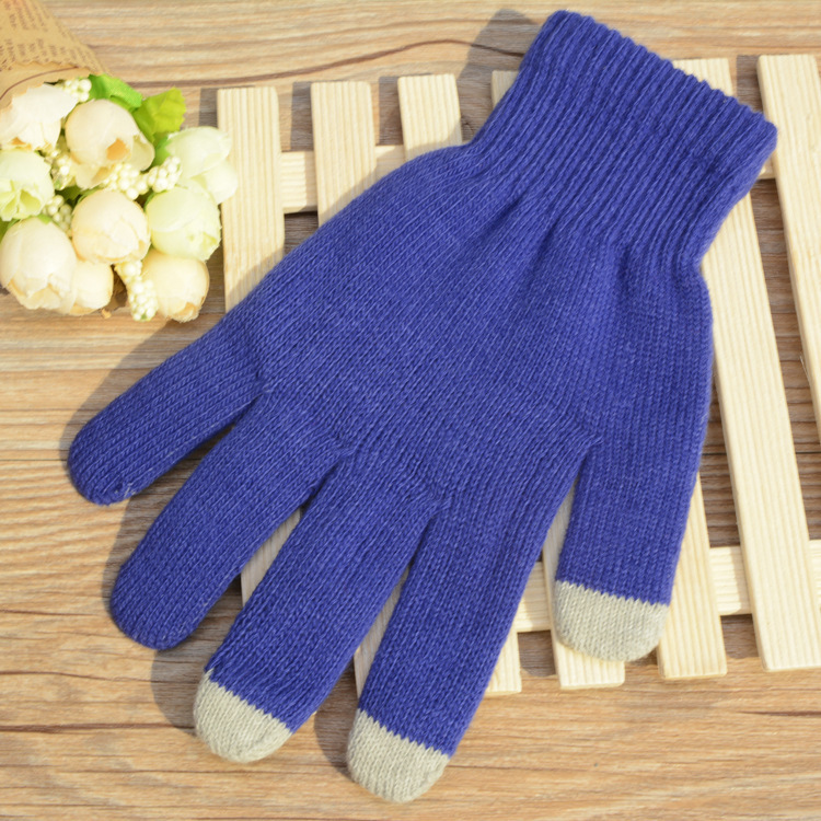 Autumn and Winter Plush Thick Touch Screen and Thin Acrylic Thermal Knitting Wool Touch Screen Gloves Wholesale