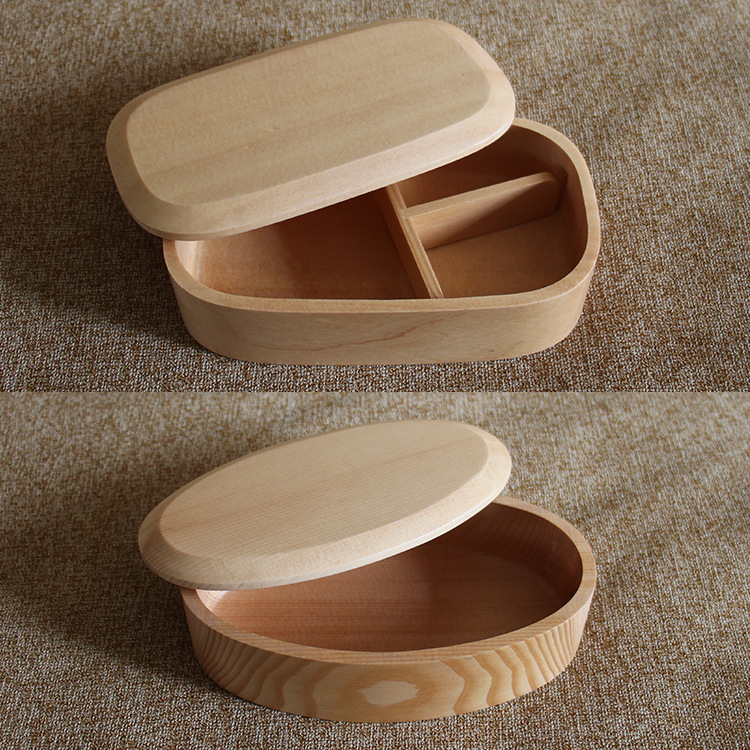 批发木质便当盒 外贸原单日式饭盒 原木色食盒现货供应环保木餐具