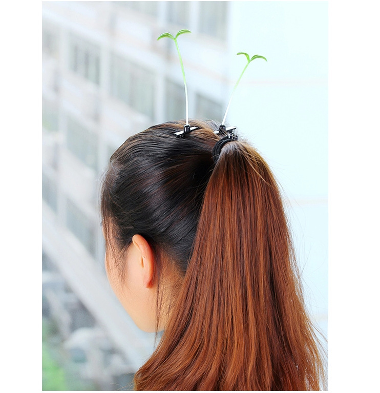 卖萌神器小草发夹豆芽花发夹歌星明星同款发卡植物卖萌草头上长草