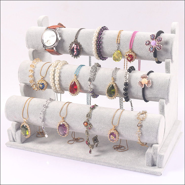 现货冰花绒三层手镯架 手链架头箍架 饰品首饰展示 绒手镯展示架