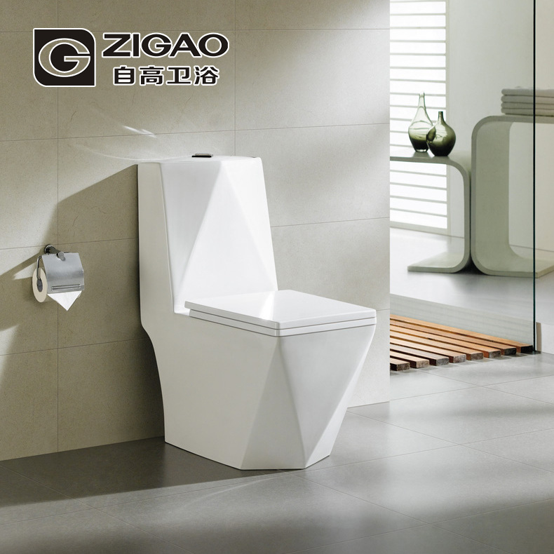 自高卫浴 座便器洁具陶瓷马桶 3d钻石连体坐厕 超静缓降盖板 包邮