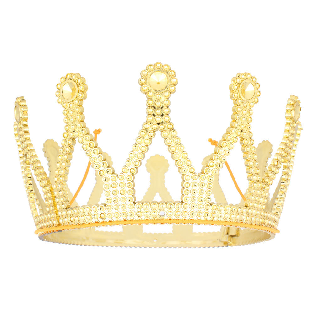 生日皇冠塑料儿童皇冠饰品儿童发饰头饰庆典皇冠彩钻金色皇冠-阿里巴
