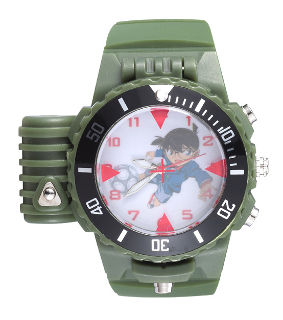 柯南运动激光手表 红外线弹盖放大镜手表