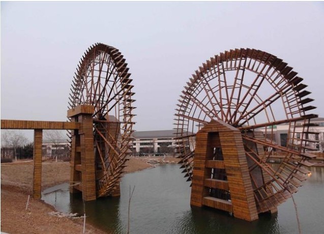 承接景观实木质水车 景观绿化工程 专业定制实木户外风水水车