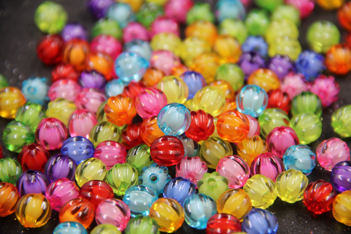 南瓜珠中珠diy手链项链串珠散珠 彩色多色亚克力珠子散珠批发