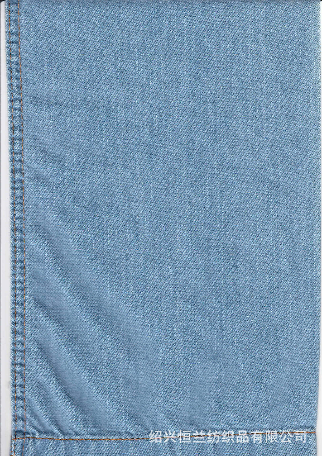 现货供应 16 16*21丝光全棉竹节牛仔面料 6.5oz 浅蓝色 3/1