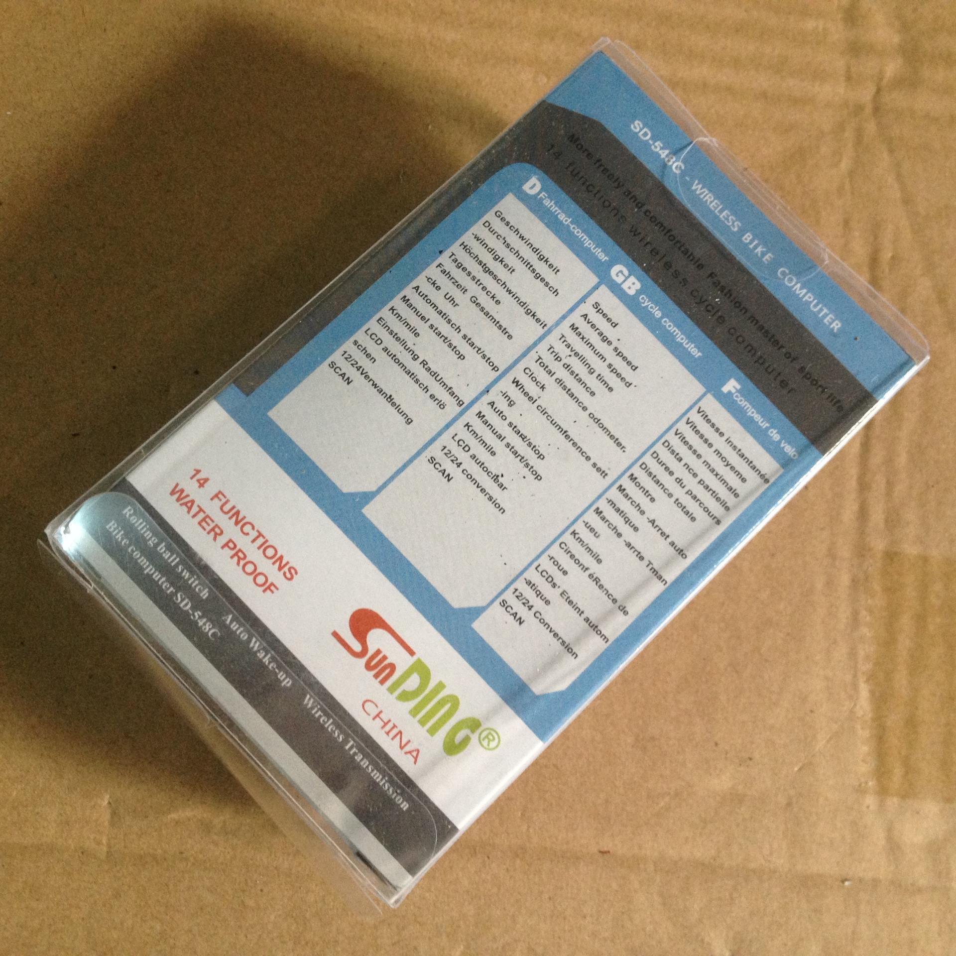 正品顺东中英文548c无线码表防水夜光无线自行车码表里程表