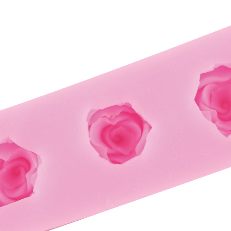 硅胶压花模 翻糖蛋糕模具 蛋糕装饰糖艺模具 3连玫瑰花