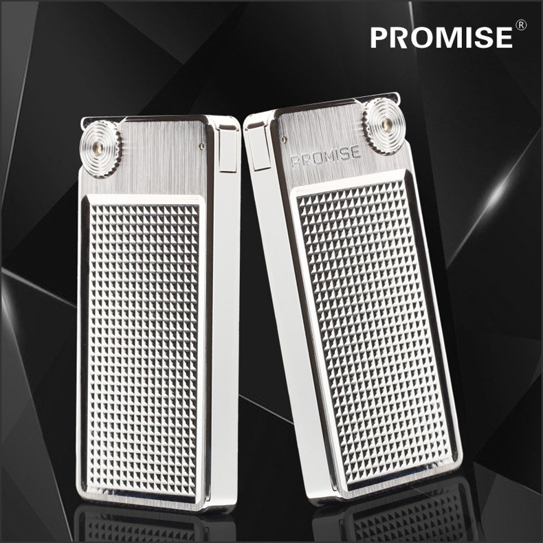 promise正品百诺超薄纯铜机芯创意个性高档时尚砂轮加气打火机