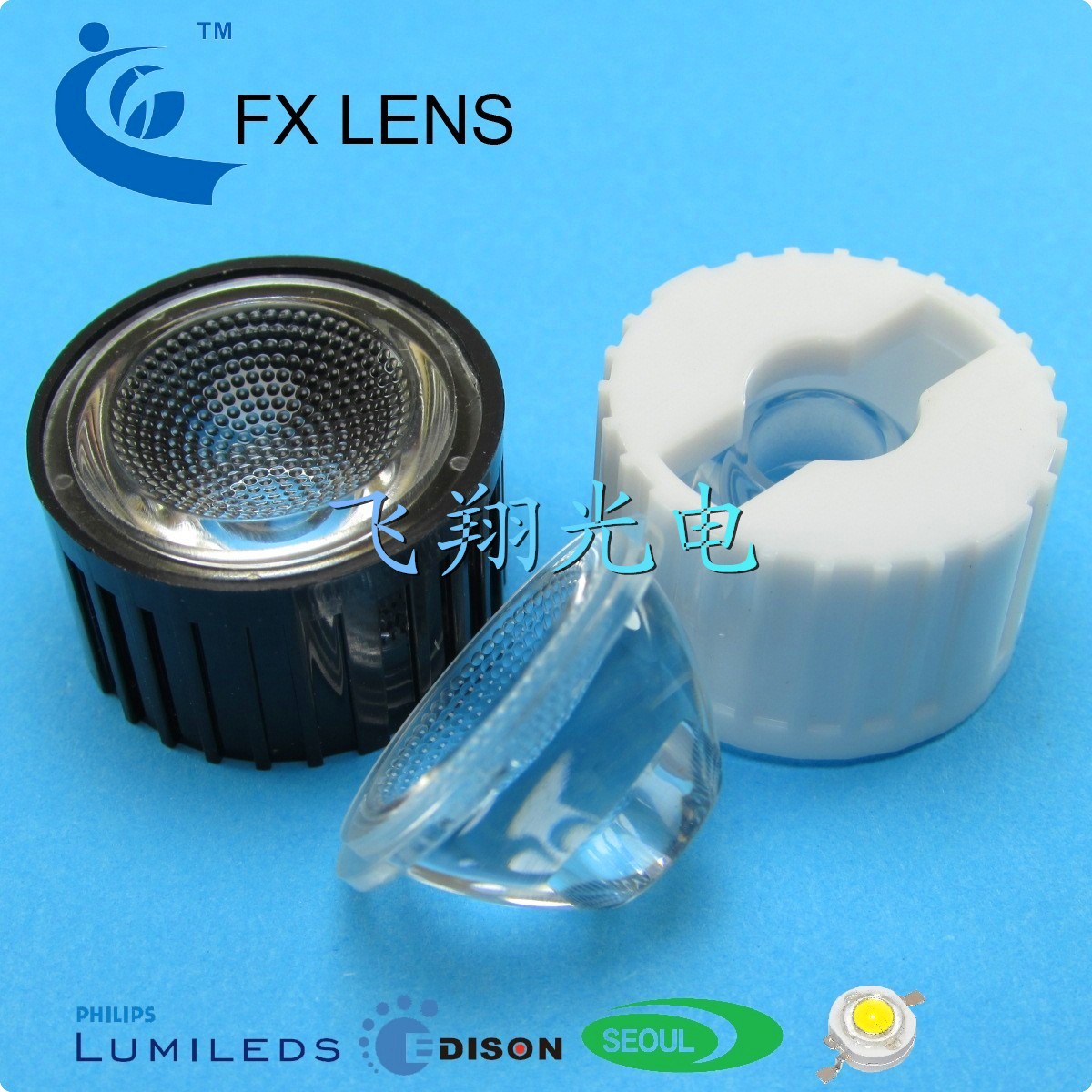 20mm Diameter 75 Degree Glossy High Power LED Optical Lens Wall Washer Line Light