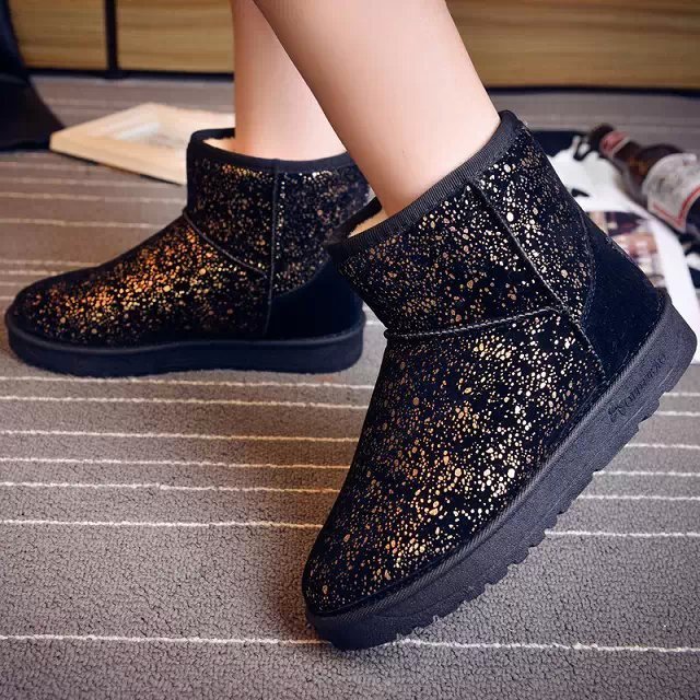 2015冬季防水透气金银亮色雪地靴女中筒靴厂家直销_matc