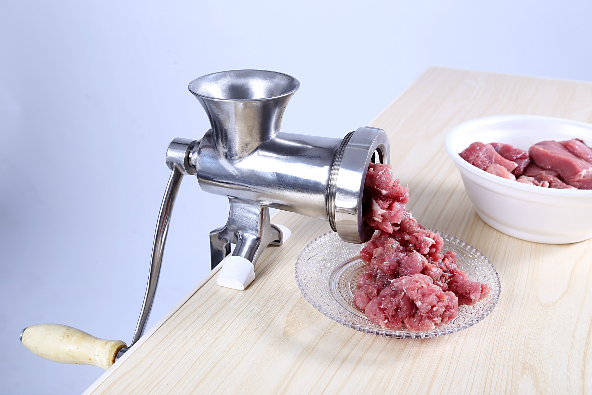 合众出品不锈钢8号家用手摇不锈钢绞肉机绞馅机灌肠机手摇绞肉机