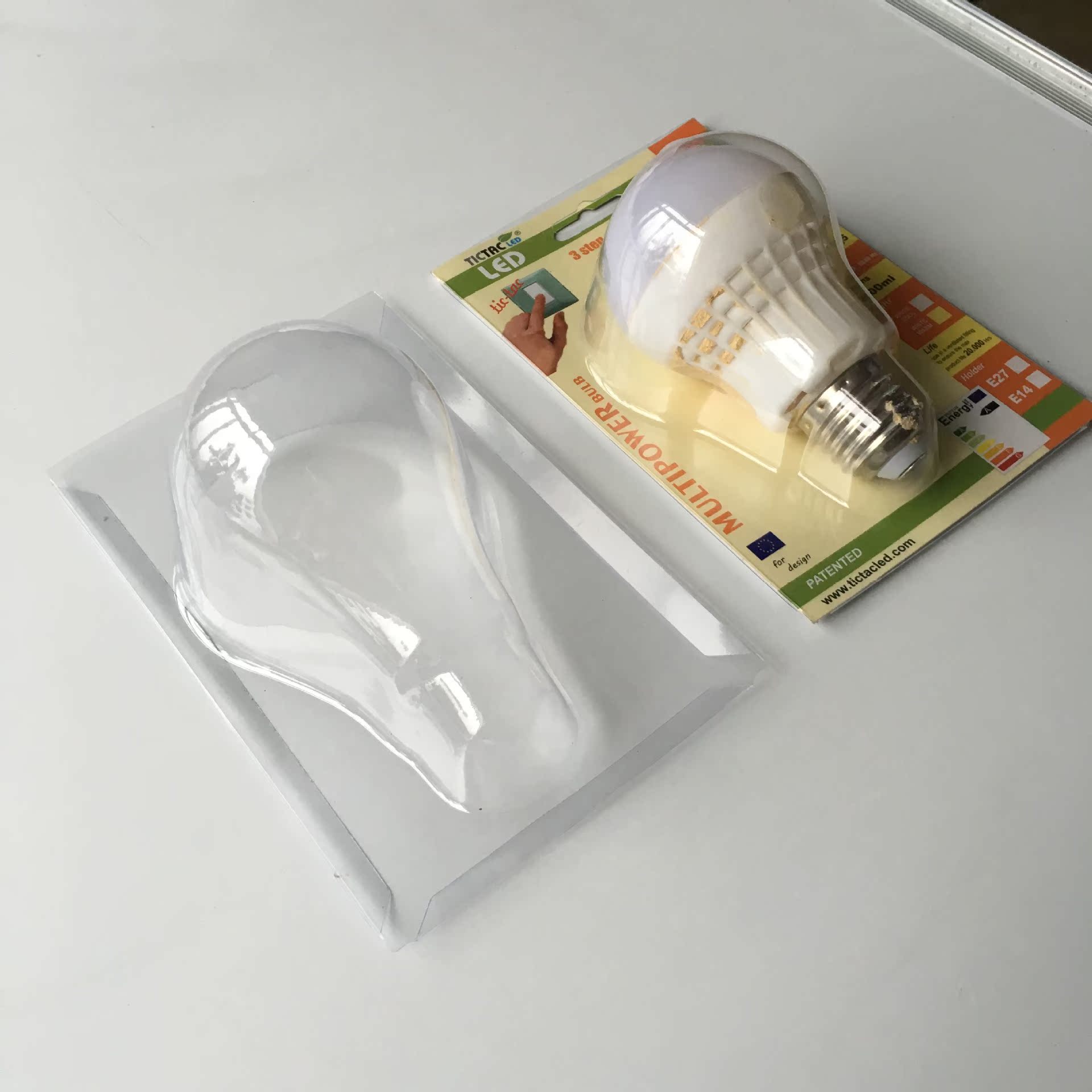 11灯泡三折边插卡吸塑盒 吸塑包装 泡壳 pvc包装盒台州温岭厂家