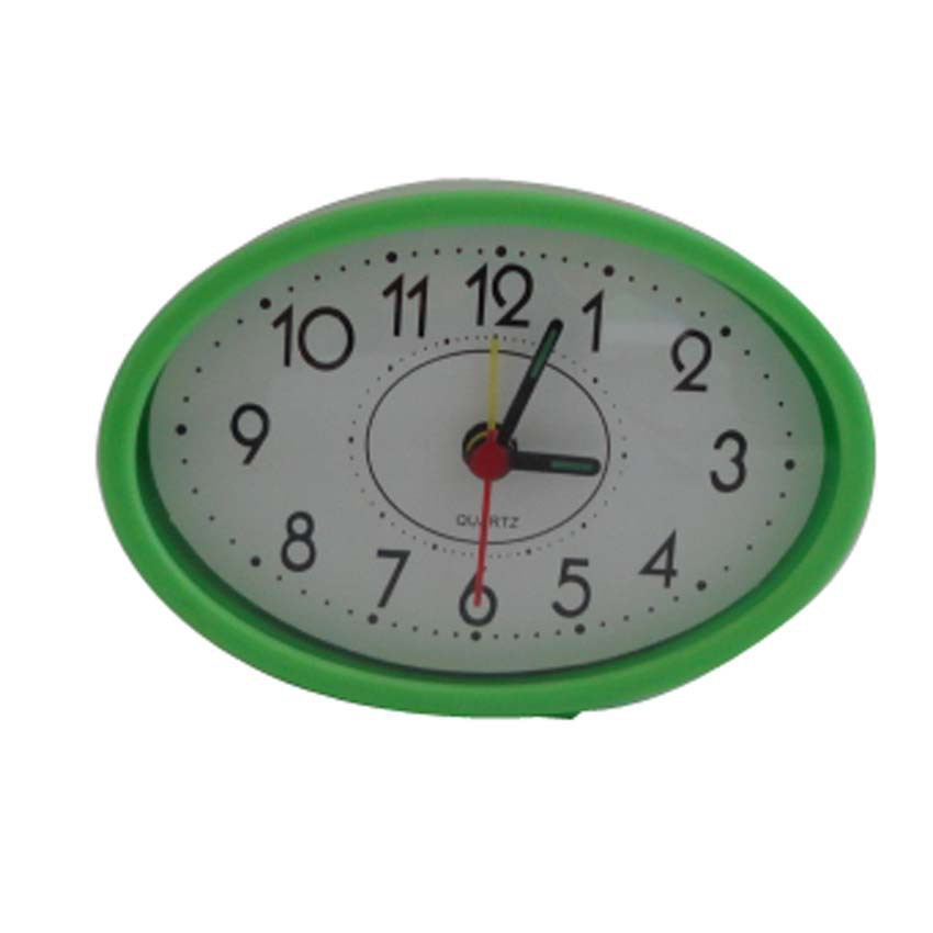 厂家直销椭圆形塑料座钟 创意礼品闹钟 时钟钟表定做