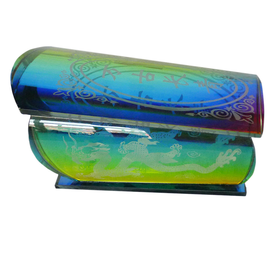 殡葬用品厂家直销 七彩水晶骨灰盒 万古长青k9水晶棺材批发