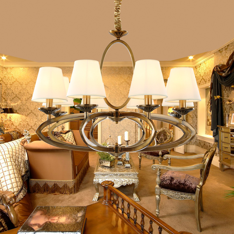 厂家现货美式乡村仿铜吊灯 奢华客厅餐厅卧室灯led吸顶灯具批发