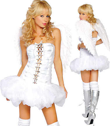 外贸万圣节爆款 万圣节黑白色天使装 nj1233 一件代发