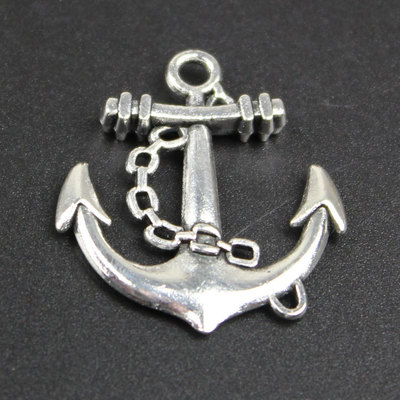 wp1527 diy合金手链服饰配件 镀古银船锚船舵配件