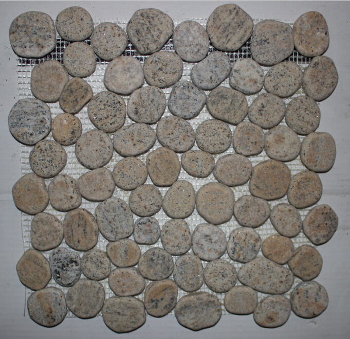 青灰色板岩人造机制圆形马赛克 铺地鹅卵石