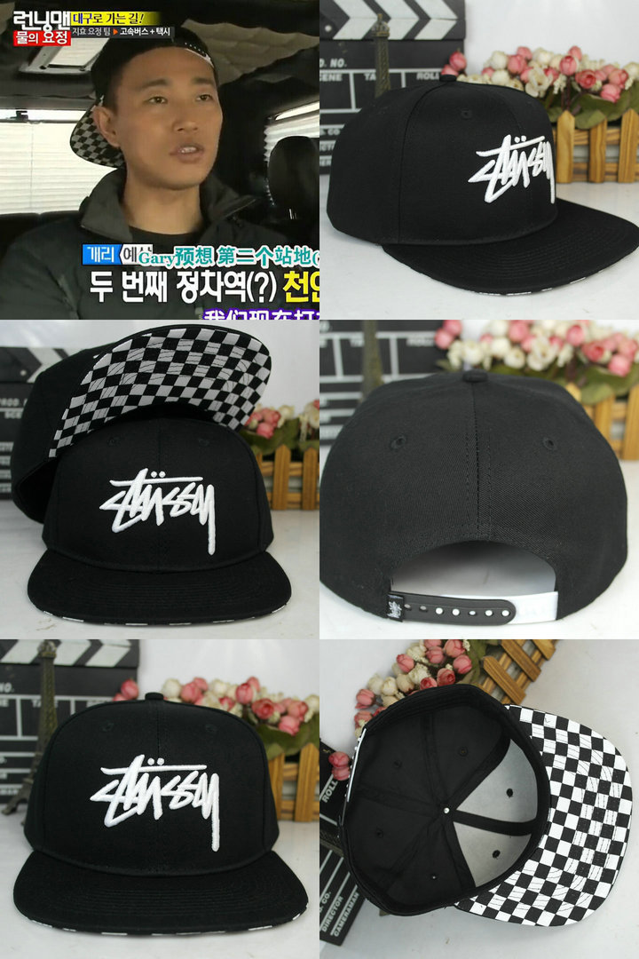 running man金钟国 kang姜gary签名蒂芙尼刺绣平沿檐棒球潮帽子