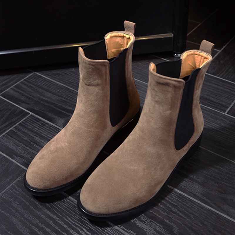 平底短靴弹力靴欧美简约秋冬短靴翻皮绒面休闲潮靴子女耐磨橡胶底