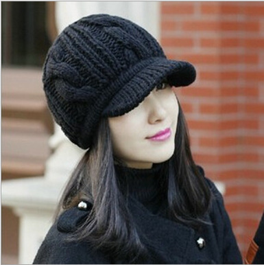厂家直销帽子女士麻花针织帽鸭舌帽编织毛线帽批发秋冬新款帽子