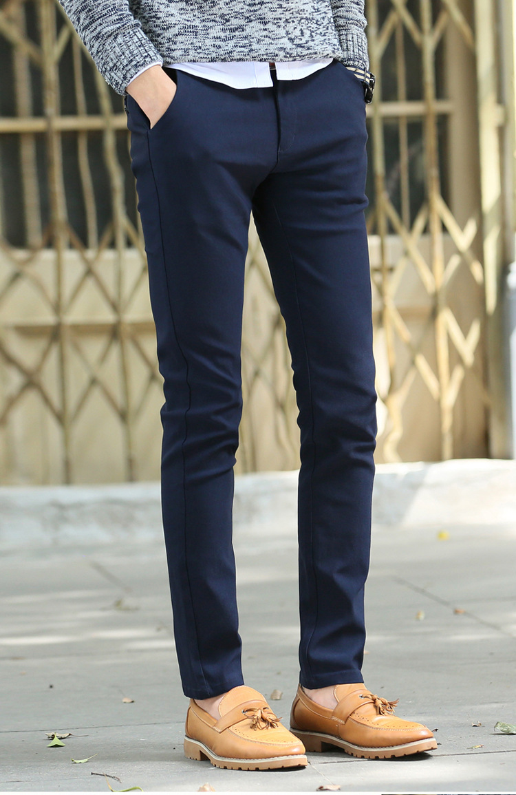 2015冬季韩版修身休闲裤抗皱免烫时尚长筒裤子男士长裤厂家直销