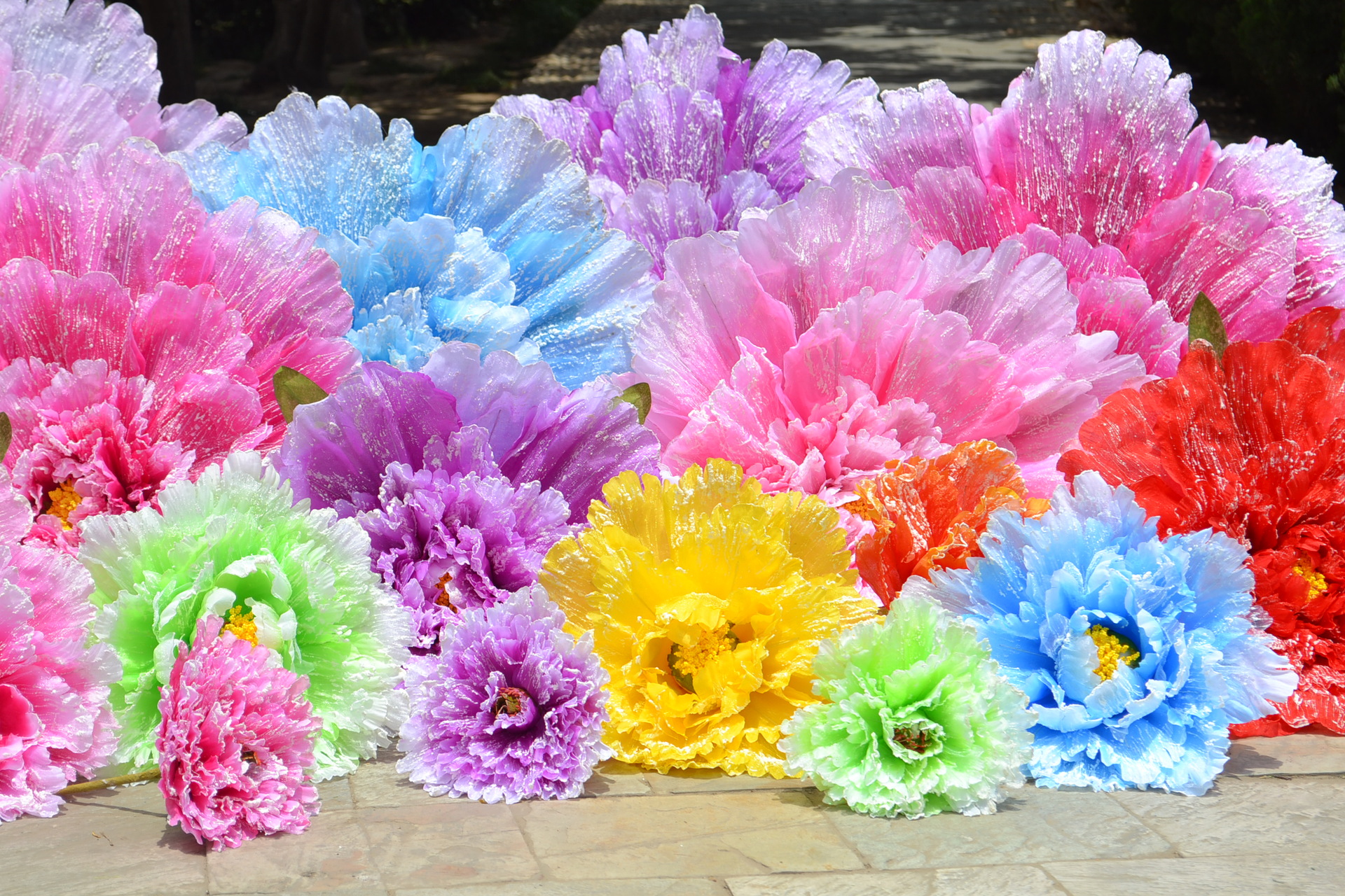 四月天牡丹道具花舞蹈道具牡丹花伞秧歌舞舞台演出花运动会道具花