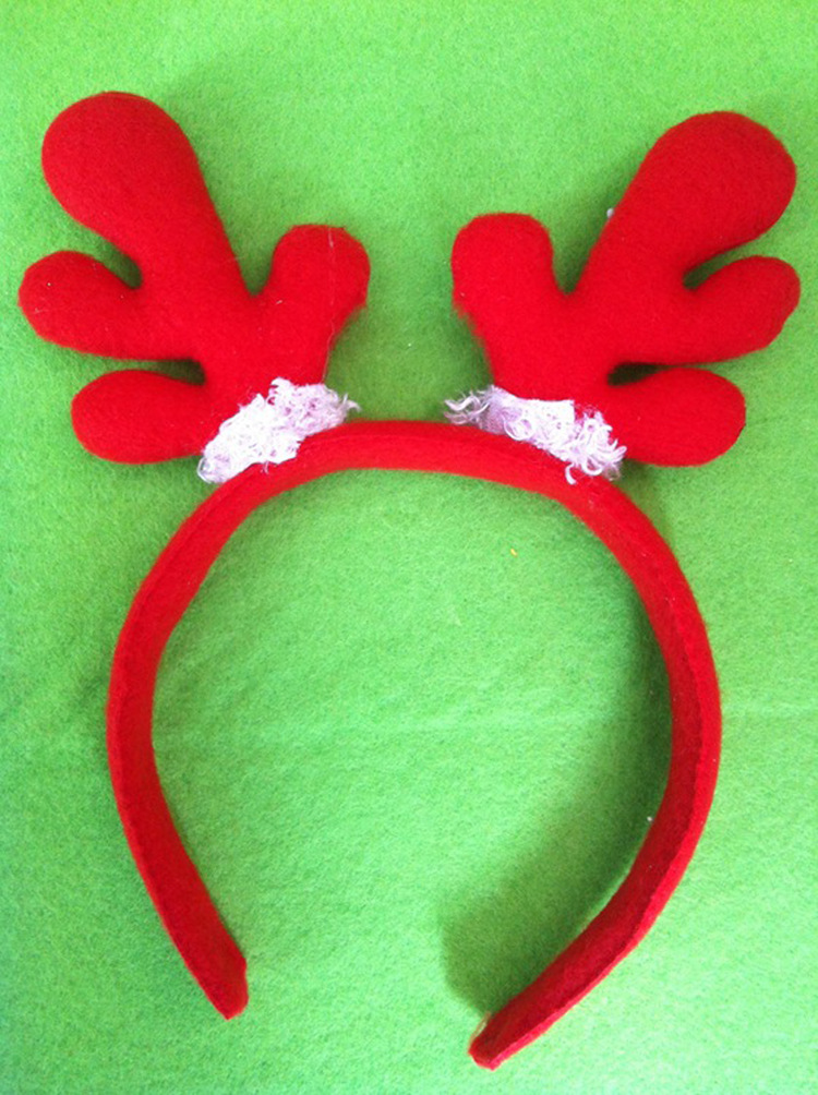 圣诞节礼品 普通红色圣诞鹿角圣诞场地装饰用品布艺礼品 派对必备