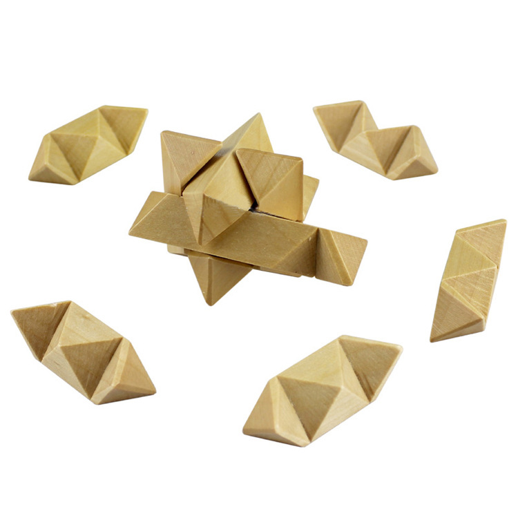 双子星解锁鲁班锁孔明锁 木制解锁成人儿童益智力玩具代发混批