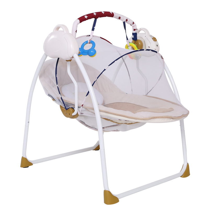 三档可调节折叠式电动婴幼儿摇椅 秋千式宝宝电动摇椅【一件代发