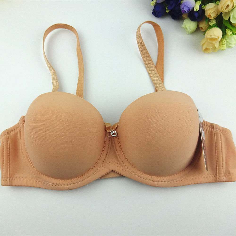 外销东南亚半杯青年女文胸 薄杯带按摩点锦纶后两排扣有钢圈内衣