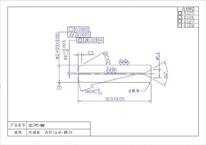 厂家直供sc/upc多模同心度3.0光纤陶瓷插芯带尾柄 可供st/fc插芯