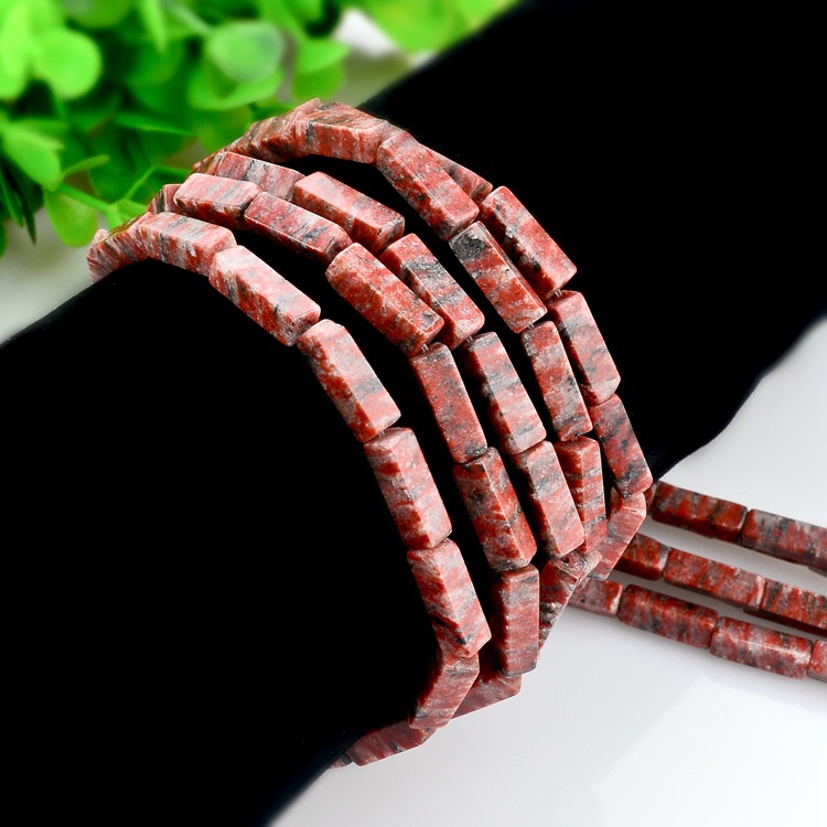 芝麻红石散珠4*13mm芝麻红石长方柱 diy手工饰品配件厂家批发