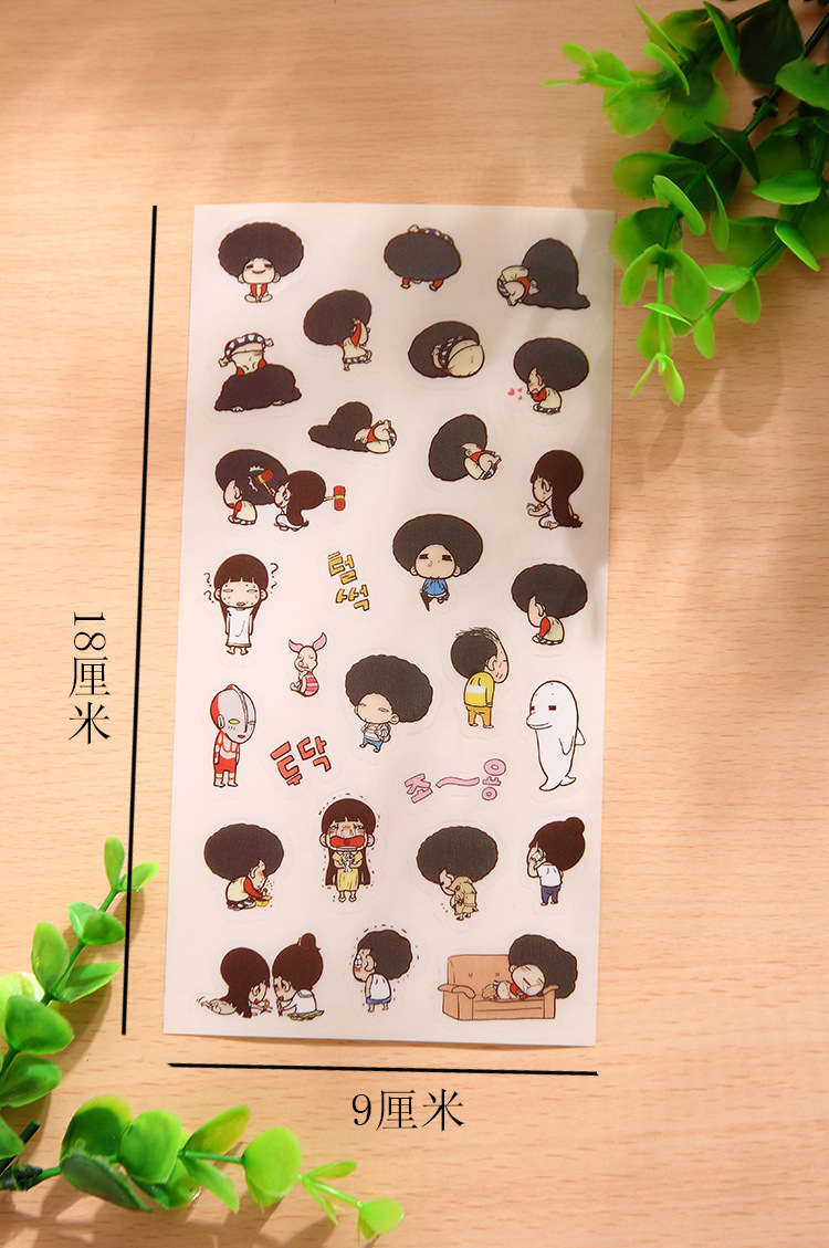 卡通人物日记本装饰贴纸6张入 sy15-05 产品型号:sy15-05 产品尺寸:18