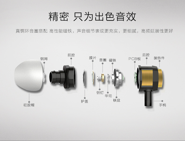 格莱梅x16重低音耳机入耳式耳机面条线带麦线控通话耳机金属耳机