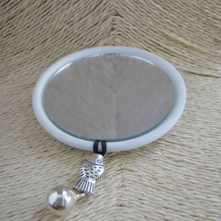 新款 景德镇创意陶瓷平面镜带浮雕图案 女神必备 陶瓷化妆镜子