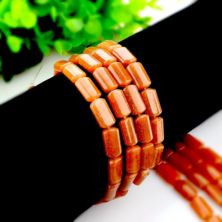 red aventurine红东陵散珠 8*13mm扁柱形东陵玉