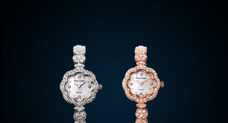royal crown萝亚克朗手表 镶钻女手链表水钻花瓣时尚女表3816