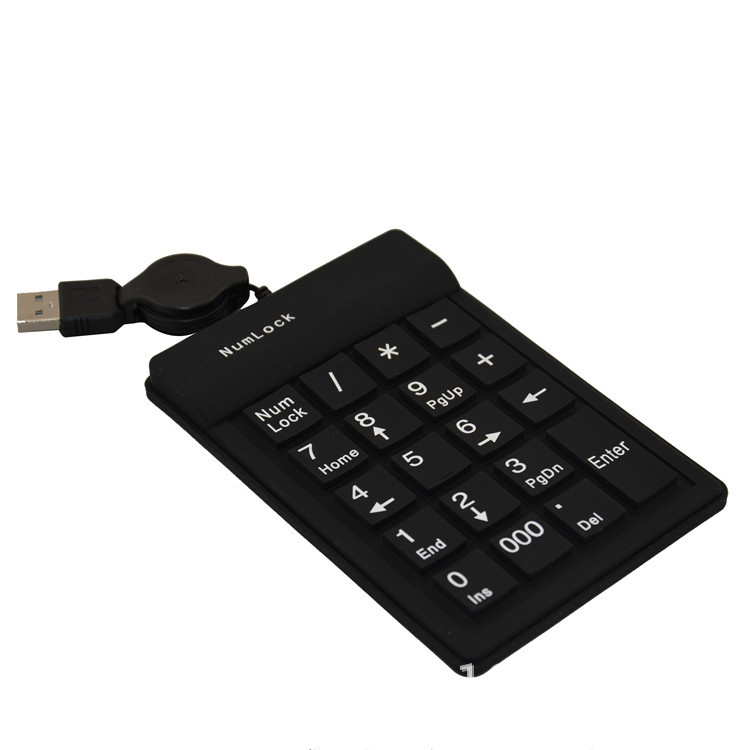 厂家批发19键笔记本电脑硅胶数字软键盘折叠防水静音防尘