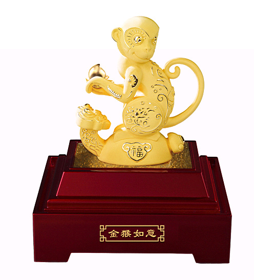 金猴如意 迷你金猴 生肖猴摆件 贺岁精品 高档办公家居乔迁礼品