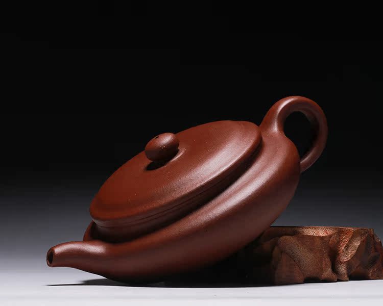 宜兴名家纯全手工紫砂壶【扁仿古】黄龙山原