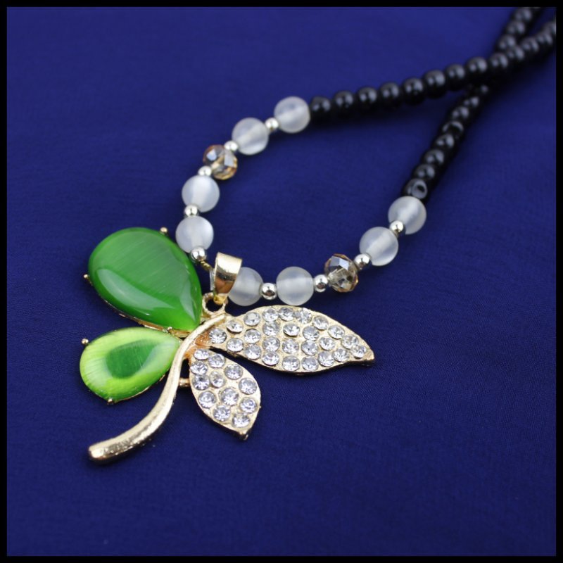 韩版串珠大吊坠 复古民族风水晶项链饰品长款毛衣链秋冬款毛衣链