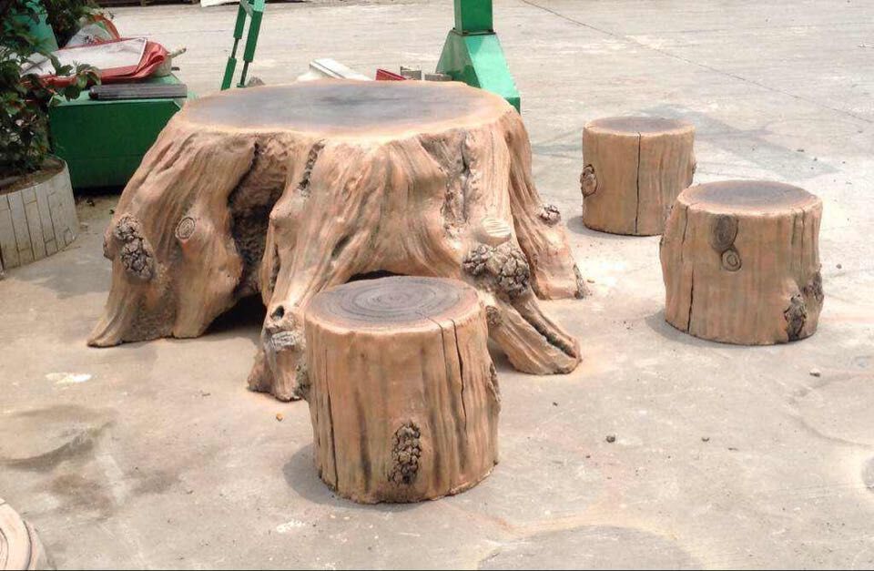 厂家直销 水泥树桩坐凳,桌子雕塑,小区绿化grc塑休闲艺意雕塑