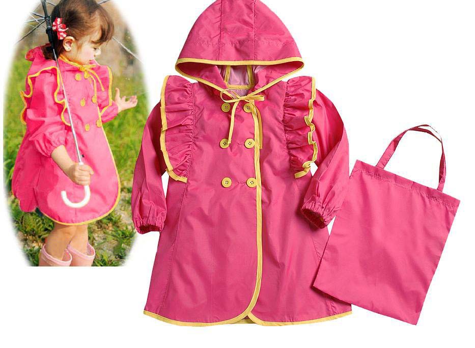 2012新款时尚超萌可爱双排扣荷叶边公主雨衣韩版正品儿童雨衣雨披