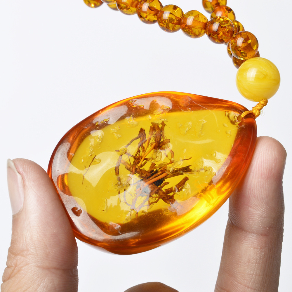 精美仿古波罗的海琥珀 天然蜜蜂琥珀椭圆形吊坠 厂家批发零售