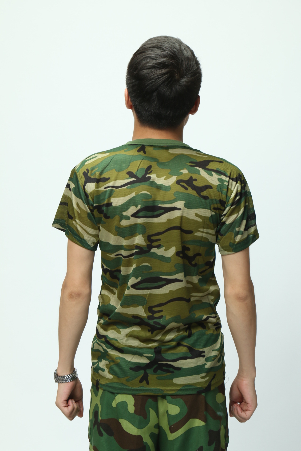 夏季军训迷彩短袖军训t恤校园男女学生夏令营军训服 户外体能服-针织