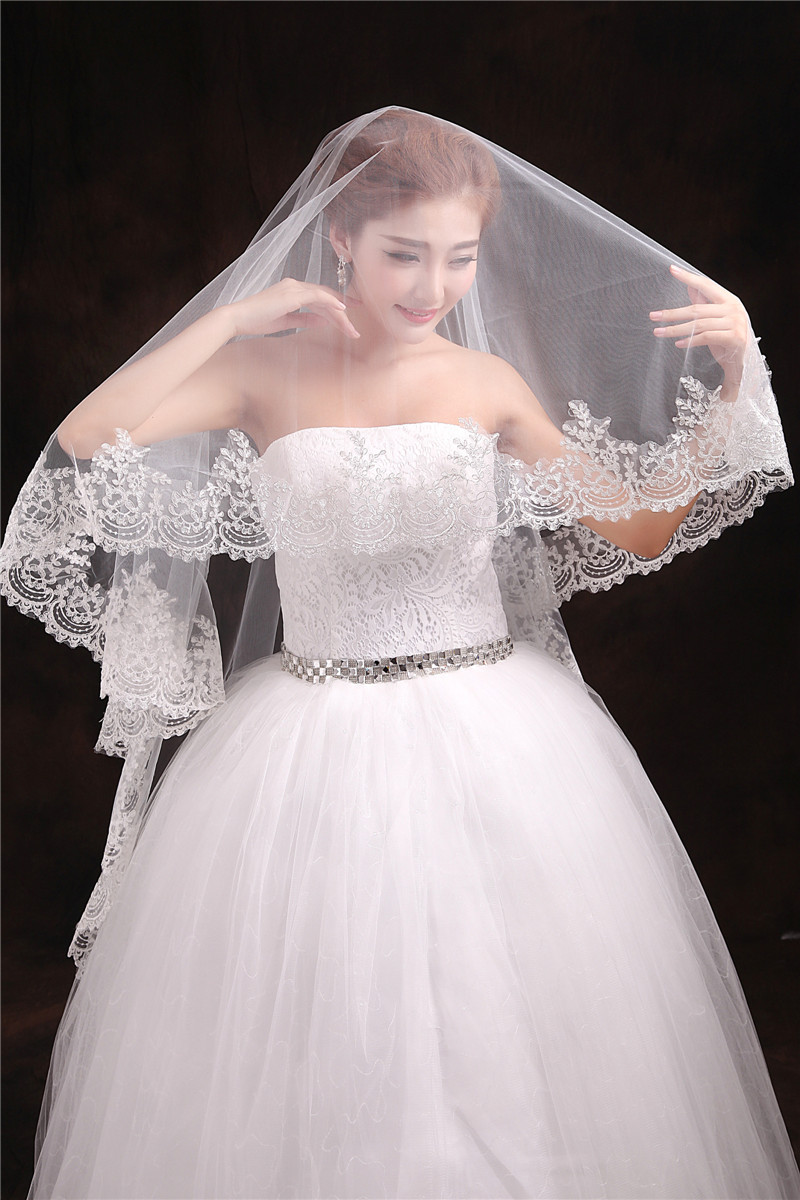 亮片花边新娘拖尾3米头纱优质精品大量供应婚纱头纱批发
