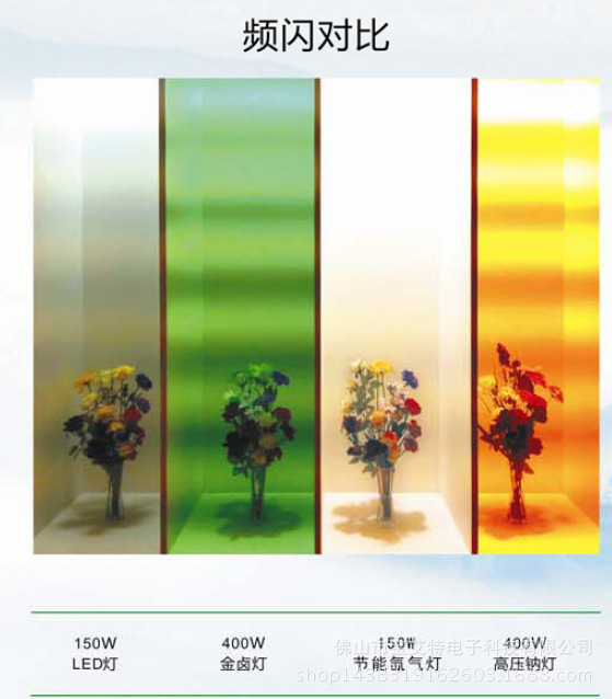 150W节能氙气灯频闪对比图